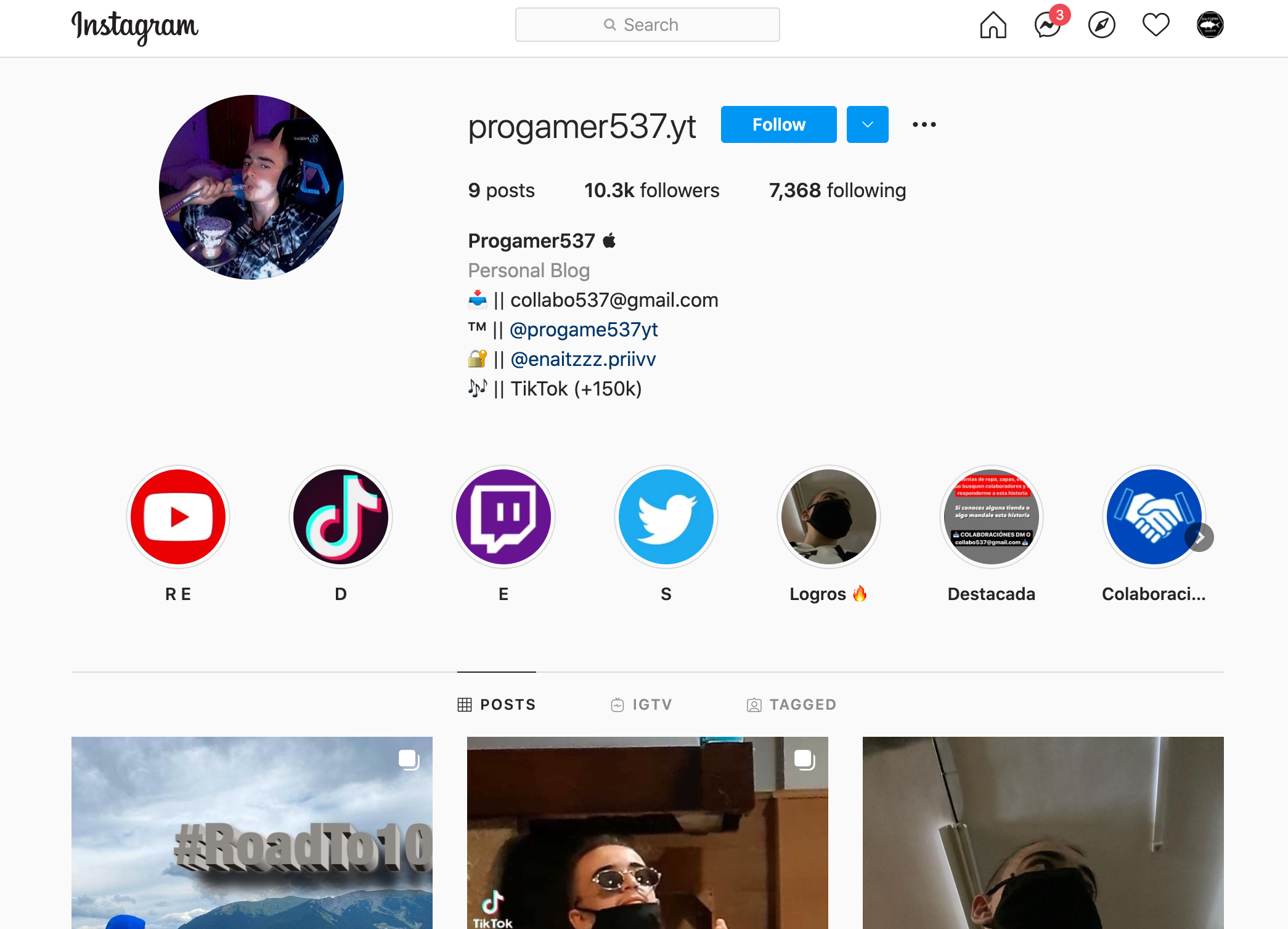 @progamer537.yt Instagram accounts